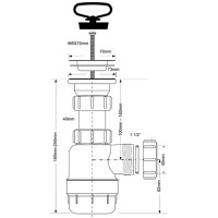 Сифон для мойки McAlpine с выпуском регулируемый по высоте ø70 мм полипропилен MRSK2