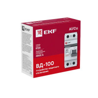 УЗО EKF ВД-100 2P 63 А 100 мА 4.5 кА АС elcb-2-63-100-em-pro