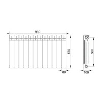 Радиатор Rifar Base 500/100 биметалл 12 секций боковое подключение цвет белый