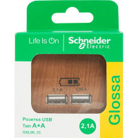 Розетка USB встраиваемая Schneider Electric Glossa цвет дуб