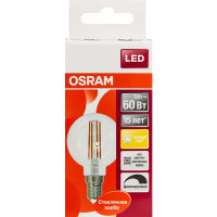 Лампа светодиодная филаментная Osram E14 220 В 5 Вт шар прозрачная 520 лм тёплый белый свет, для диммера