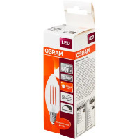 Лампа светодиодная филаментная Osram E14 220 В 5 Вт свеча прозрачная 520 лм тёплый белый свет, для диммера