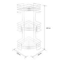 Полка для ванной ЧМЗ Новые горизонты 503-006-01 угловая 3 яруса 23x23x65.3 см цвет хром