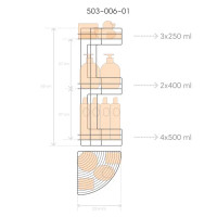 Полка для ванной ЧМЗ Новые горизонты 503-006-01 угловая 3 яруса 23x23x65.3 см цвет хром