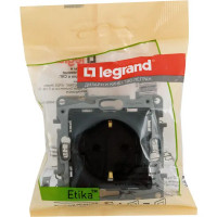 Розетка с заземлением - Legrand Etika - без шторок 16А 250В винтовые зажимы - антрацит