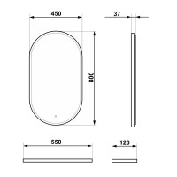 Зеркало для ванной Image Gray с подсветкой и полкой 45x80 см