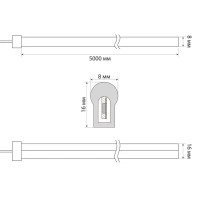 Комплект светодиодной ленты Неон SMD 2835 120 диодов/8 Вт/м 220 В 8 мм IP67 5 м холодный белый свет