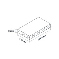 Потолочная панель 2-х секционная серая 3000x200x8 мм 0.6 м²