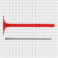 Дюбель для изоляции 10х160 мм с металлическим гвоздем полипропилен цвет красный 250 шт.
