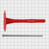 Дюбель для изоляции 10х120 мм с металлическим гвоздем полипропилен цвет красный 250 шт.