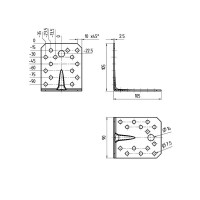 Угол крепежный усиленный из нержавеющей стали GAH ALBERTS KUU 105x105x90x2