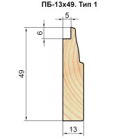 Багетный погонаж деревянный сращенный тип 1 13x49x2200 мм хвоя Экстра