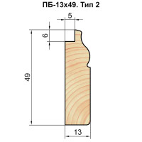 Багетный погонаж деревянный сращенный тип 2 13x49x2200 мм хвоя Экстра