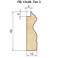 Багетный погонаж деревянный сращенный тип 3 13x49x2200 мм хвоя Экстра