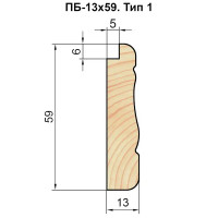 Багетный погонаж деревянный сращенный тип 1 13x59x2200 мм хвоя Экстра