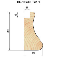 Багетный погонаж деревянный сращенный тип 1 19x39x2200 мм хвоя Экстра