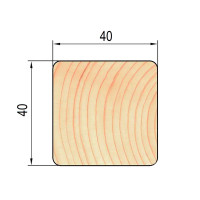 Декоративный брусок сращенный 40x40x3000 мм хвоя сорт Экстра прямой с фаской угла