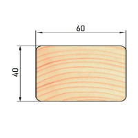 Декоративный брусок сращенный 40x60x3000 мм хвоя сорт Экстра прямой с фаской угла