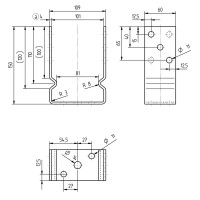 Опора столба U-образная GAH ALBERTS 101x150x100x60