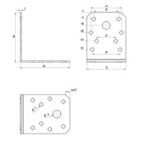 Угол крепежный из нержавеющей стали GAH ALBERTS KU 70x70x55x2