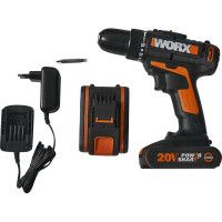 Дрель-шуруповерт аккумуляторная Worx WX101.1, 20 В Li-ion 2x2Ач