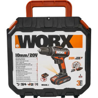 Дрель-шуруповерт аккумуляторная Worx WX101.1, 20 В Li-ion 2x2Ач