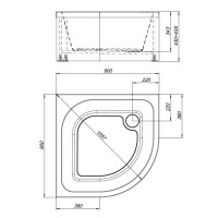Душевой поддон акриловый 90x90 см 1/4 круга высокий правый