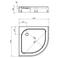 Душевой поддон акриловый 80x80 см 1/4 круга