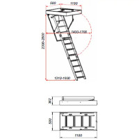 Лестница чердачная ножничная OST-B 120x60x280 см