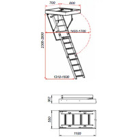 Лестница чердачная ножничная OST-B 80x70x280 см
