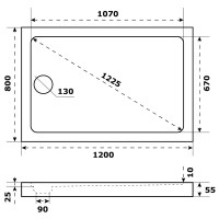 Душевой поддон Slim акрил 120x80 см