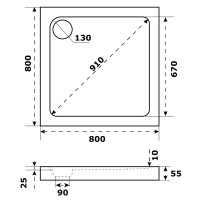 Душевой поддон Slim акрил 80x80 см