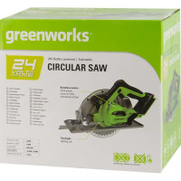 Пила циркулярная аккумуляторная бесщеточная Greenworks GD24CS, 24 В Li-Ion, 185 мм, без АКБ и ЗУ