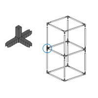 Коннектор 4 для профилей Лофт 15x15 мм пластик черный