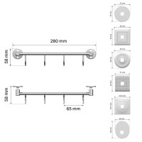 Держатель для полотенец Lemer You-Design 4 крючка цвет хром