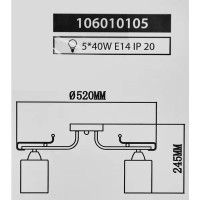 Люстра потолочная Олимпия, 5 ламп, 40 м², цвет дымчатый