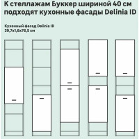 Стеллаж Буккер 40 6 полок 40x201x31.7 см ЛДСП цвет белый