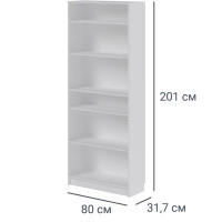 Стеллаж Буккер 80 6 полок 80x201x31.7 см ЛДСП цвет белый