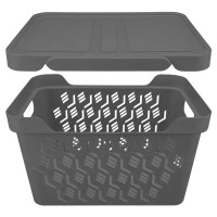 Ящик с крышкой DeLUXE 38x27.6x22 см 18 л полипропилен цвет серый