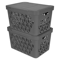Ящик с крышкой DeLUXE 38x27.6x22 см 18 л полипропилен цвет серый