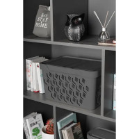Ящик с крышкой DeLUXE 38x27.6x22 см 18 л полипропилен цвет серый