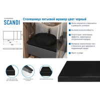 Столешница для ванной Scandi SC-60MC 60x4x47 см, искусственный камень, цвет матовый черный