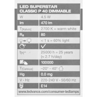 Лампа светодиодная Osram диммируемая E14 4.5 Вт/827 шар 470 Лм