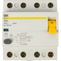 УЗО IEK ВД1-63 3P N 80 A 100 мА 4.5 кА AC MDV10-4-080-100