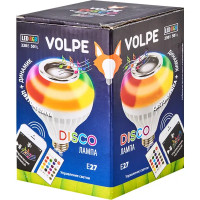 Лампа светодиодная Volpe Disco Е27 220 В 8 Вт 200 Лм, регулируемый цвет света RGB, Bluetooth, пульт ДУ