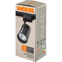 Трековый светильник светодиодный Wolta WTL-15W/01B 15 Вт, 6 м², цвет черный,