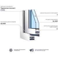 Окно пластиковое ПВХ VEKA одностворчатое 870x600 мм (ВxШ) правое поворотно-откидное однокамерный стеклопакет белый/белый