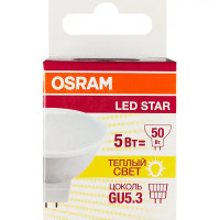 Лампа светодиодная Osram GU5.3 220-240 В 5 Вт спот матовая 400 лм тёплый белый свет