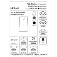 Душевой поддон Keram Essentia литьевой мрамор прямоугольный120x80 см цвет чёрный