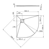 Душевой поддон Keram Essentia литьевой мрамор 1/4 круга 100x100 см цвет белый